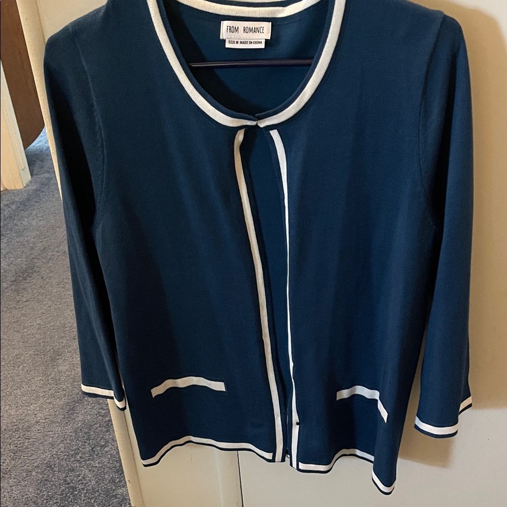 Navy Utility Jacket with White Trim